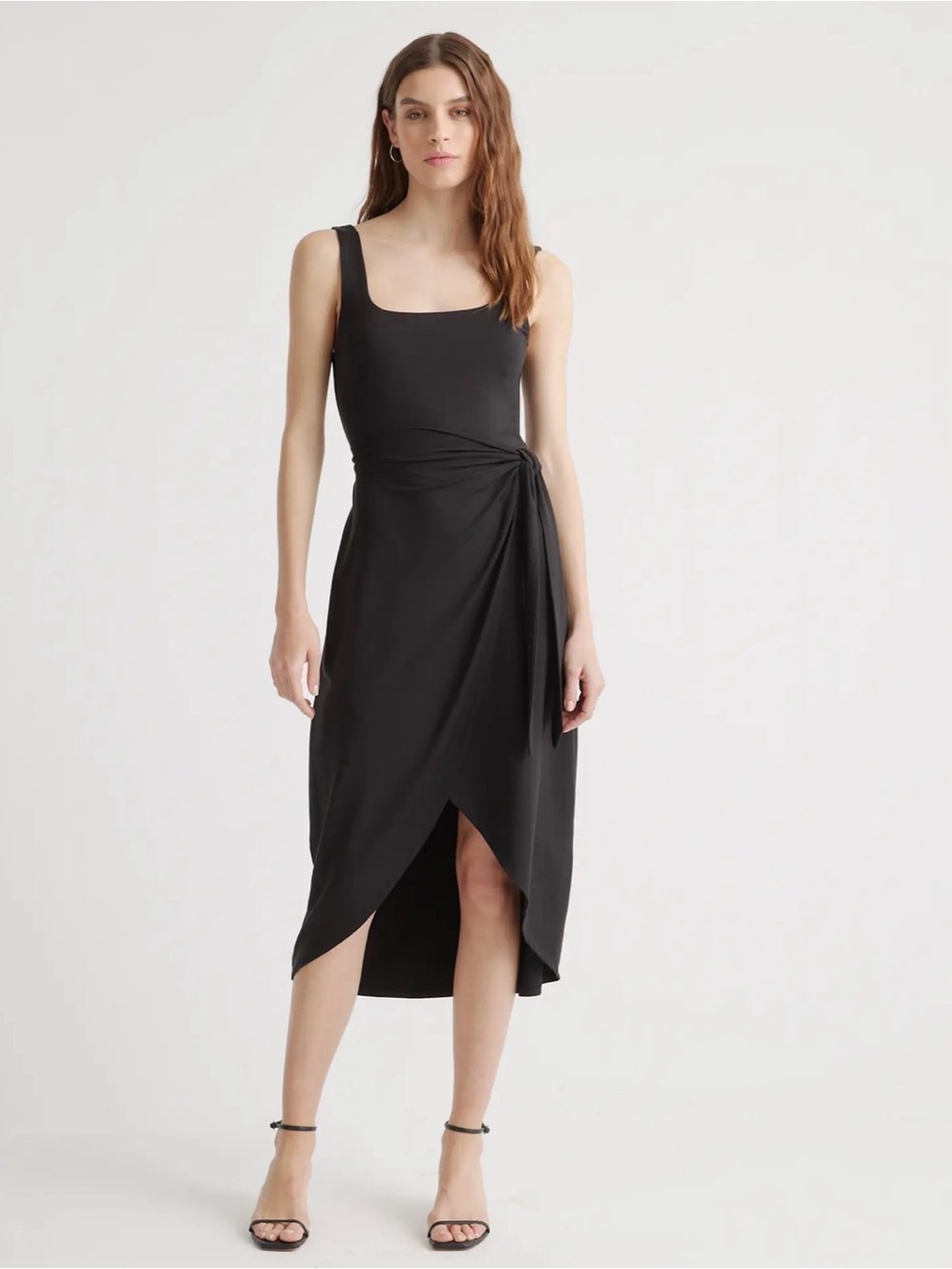 Quince Tencel Jersey Side Tie Dress NWT